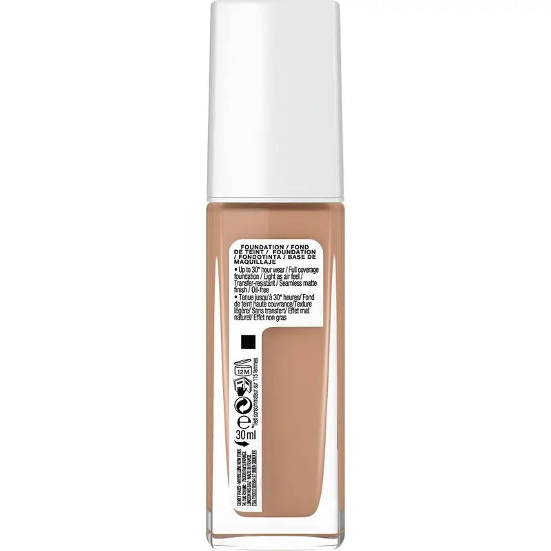 Maybelline New York Superstay Activewear 30H Base de longa duração e alta cobertura. Sombra 40 Fawn.