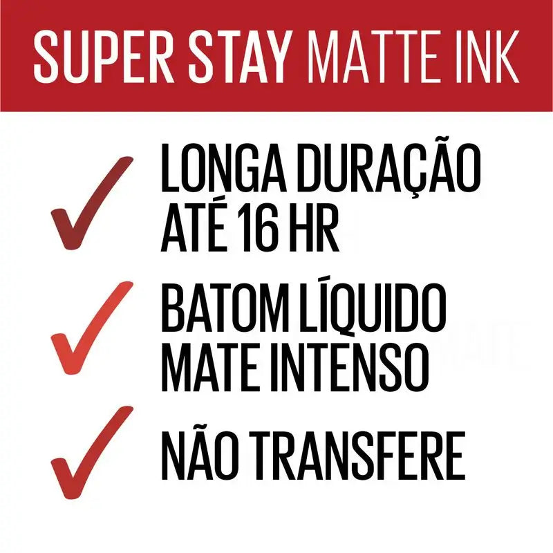 Maybelline New York Superstay Matte Ink Batom Matte de Longa Duração Sombra 20 Vermelho Pioneiro