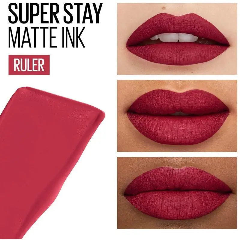 Maybelline New York Superstay Matte Ink Batom Matte de longa duração Sombra 80 Régua Cor Vermelha