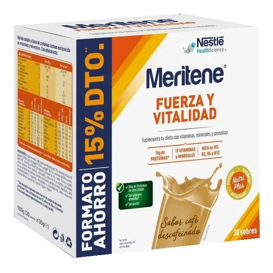 Meritene Força & Vitalidade Café Descafeinado, 30 saquetas