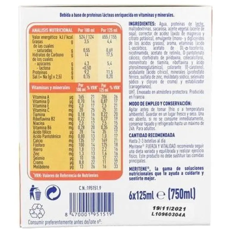 Meritene Strength & Vitality Drink Sabor Baunilha 2X6, 125 Ml