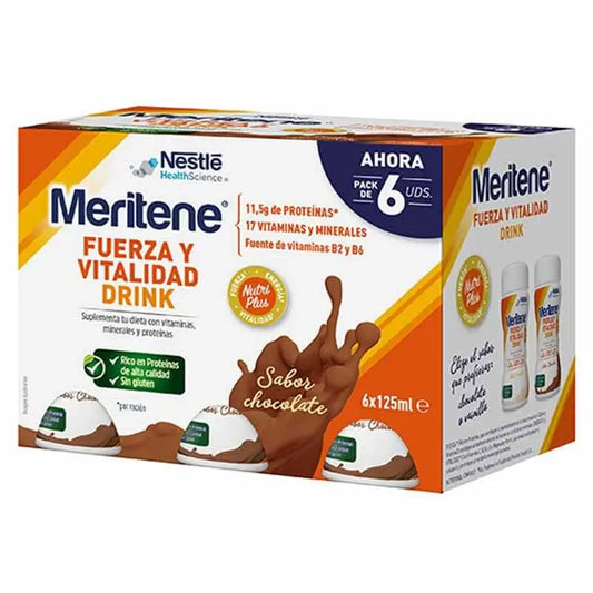 Meritene Drink Fuerza y Vitalidad Sabor Chocolate 6 x 125 ml