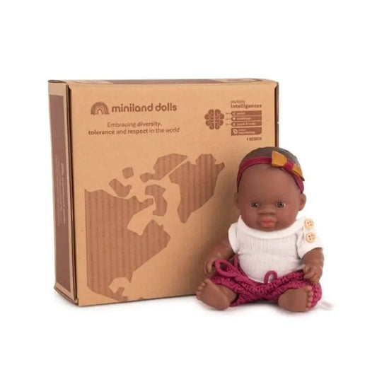 Miniland Muñeca Africana 21 Cm Y Conjunto Ropa Dune 