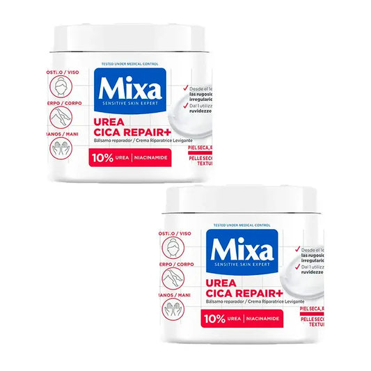 Mixa Duplo Urea Cica Repair+ Repair+ Repair Balm para peles secas, ásperas e irregulares 2 x 400Ml