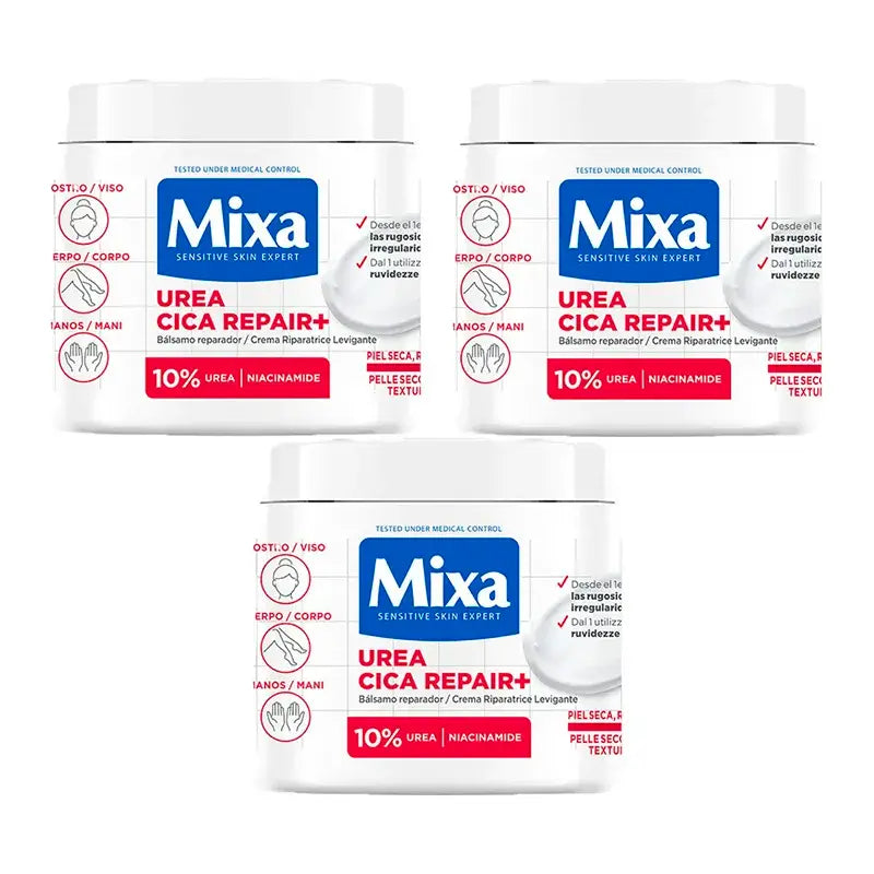 Mixa Triple Urea Cica Repair+ Repair Balm para peles secas, ásperas e irregulares 3 x 400Ml