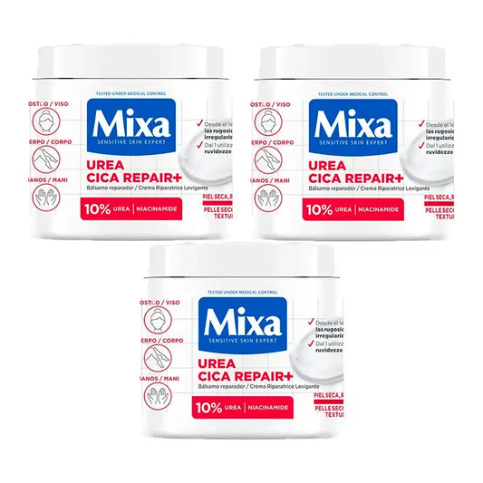 Mixa Triple Urea Cica Repair+ Repair Balm para peles secas, ásperas e irregulares 3 x 400Ml