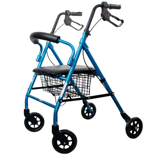 Mobiclinic Andador Plegable Con Asiento Y Respaldo Azul