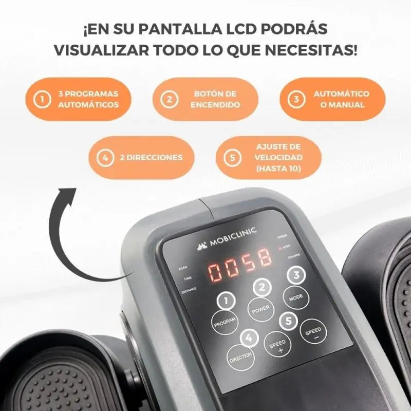 Aparelho elíptico Mobiclinic Mini com pedais antiderrapantes