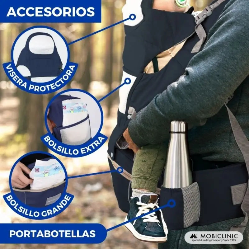 Porta-bebés Mobiclinic Moley 6 em 1 Azul