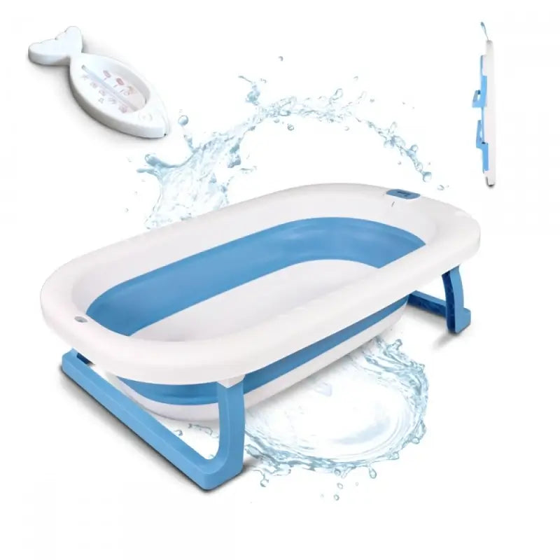 Mobiclinic Baby Bath Pack - Banho para bebés - Dobrável - Antiderrapante - Azul - Termómetro de banho - Sem mercúrio