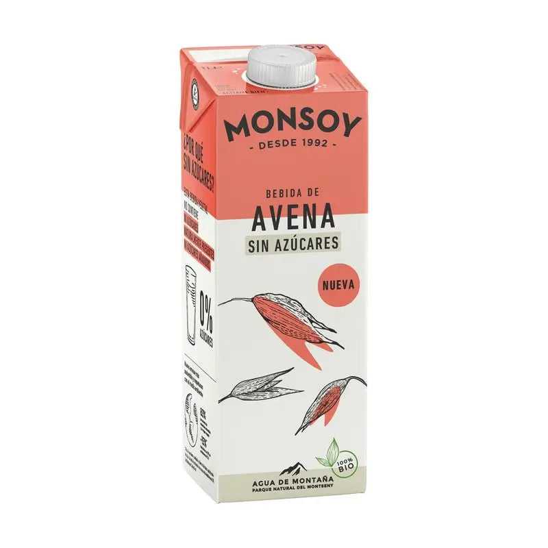 Monsoy Bebida Vegetal de Aveia 0% Açúcar 1Lt 6Pcs. Bio