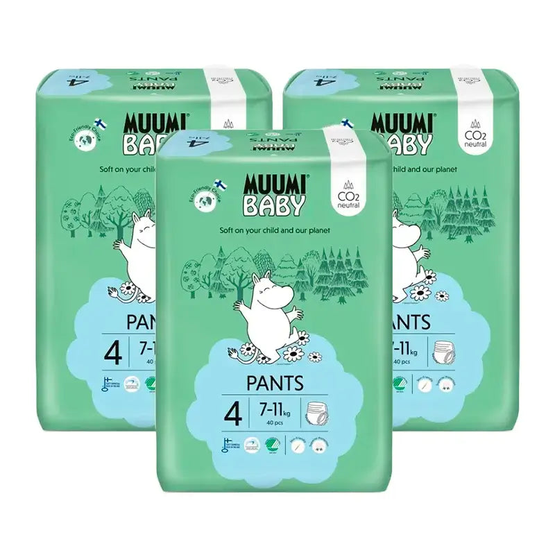 Fraldas de treino para bebés Moomin tamanho 4, 3 x 40 unidades.