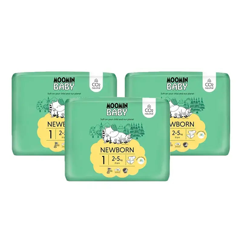 Fraldas para bebés Moomin Tamanho 1 , 3 x 25 unidades