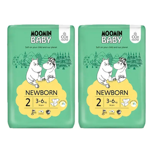 Fraldas para bebés Moomin tamanho 2, 2 x 56 unidades.