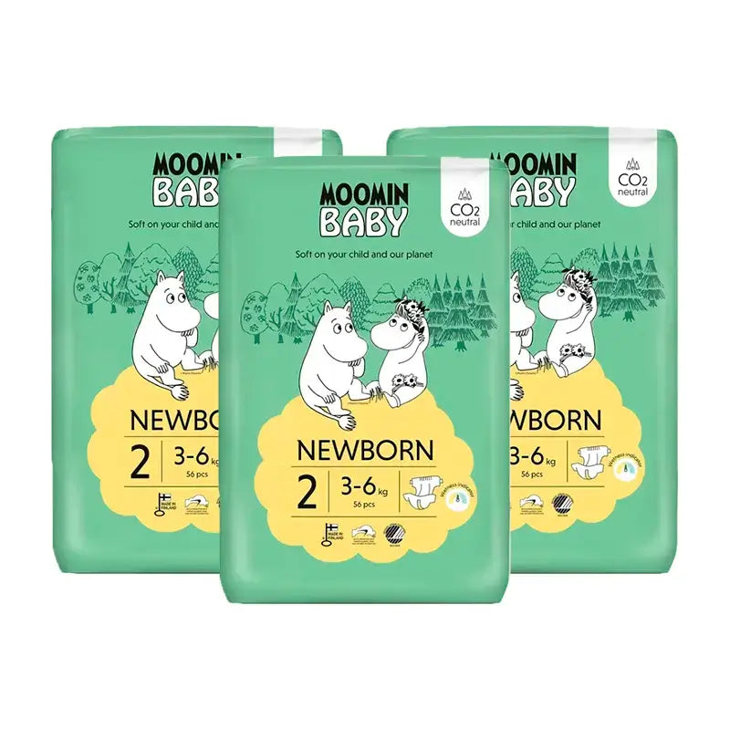 Fraldas para bebés Moomin Tamanho 2, 3 x 56 unidades