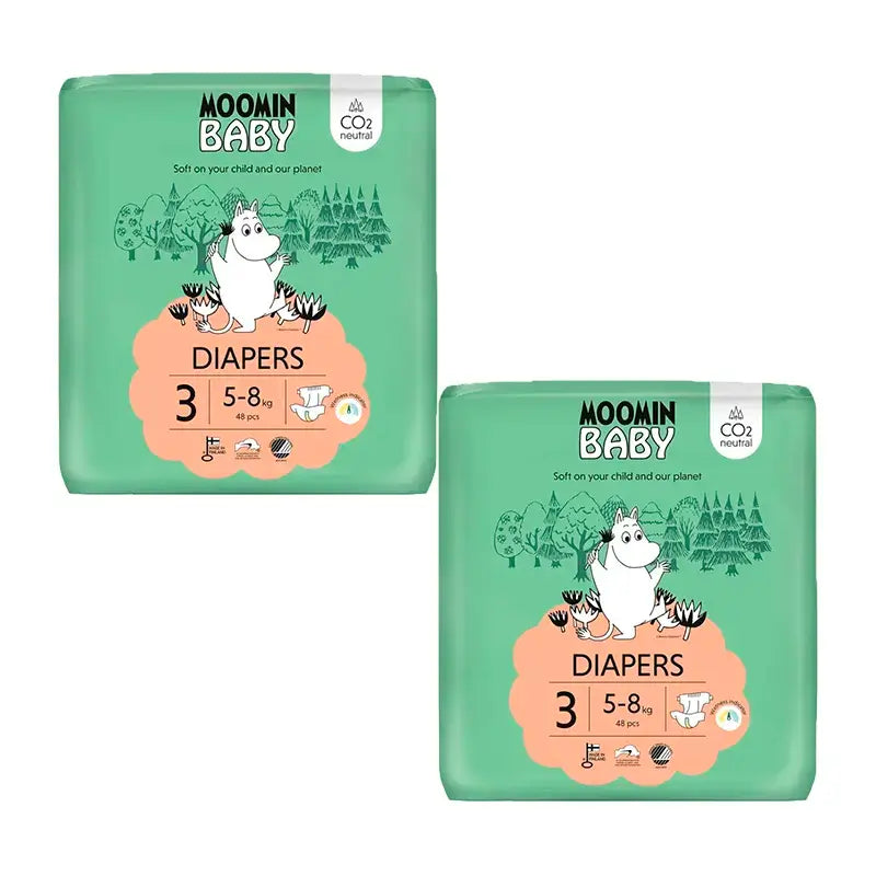 Fraldas de bebé Moomin Tamanho 3 , 2 x 48 unidades