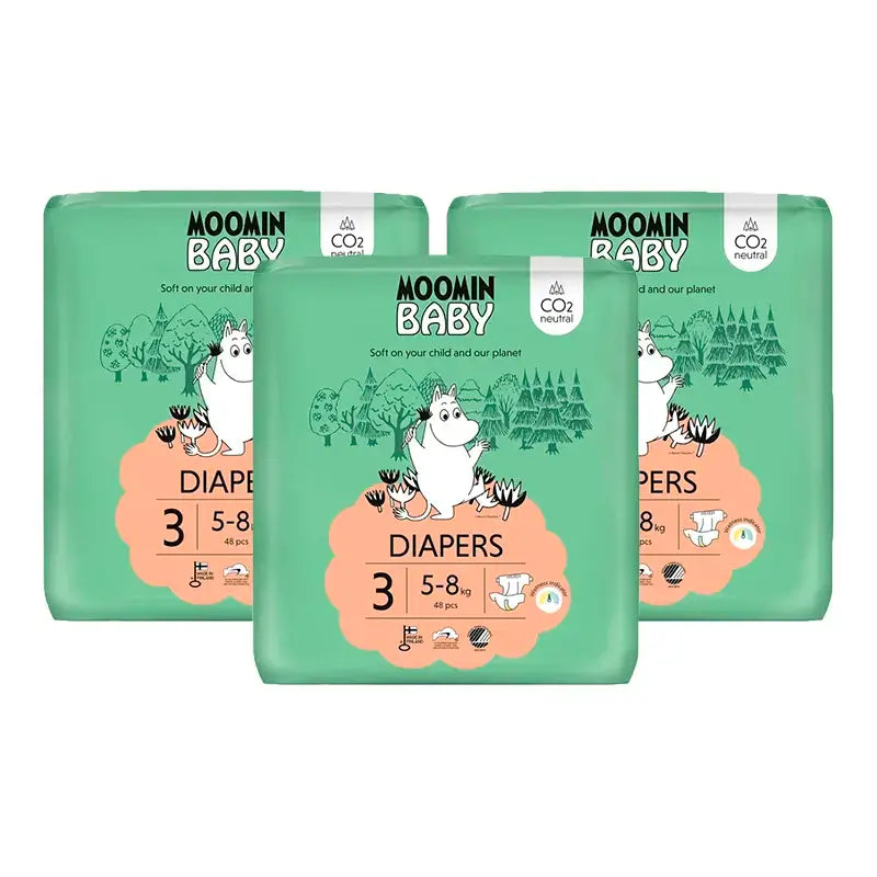 Fraldas de bebé Moomin tamanho 3 , 3 x 48 unidades