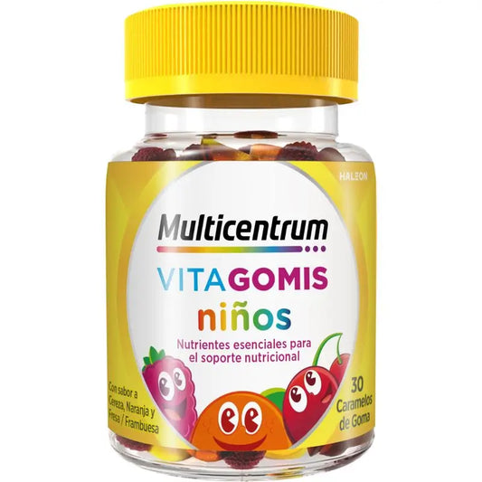 Multicentrum Vitagomis Junior Multivitamínico para Crianças Sabor a Cereja, Laranja e Morango, 30 gomas