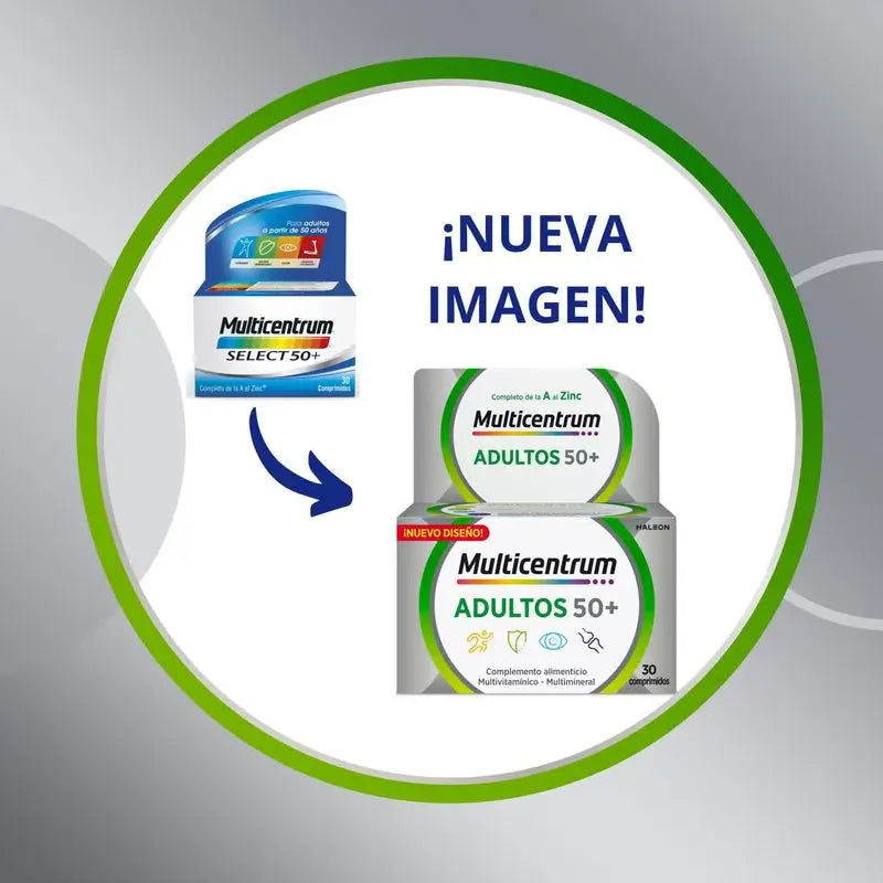 Multicentrum Adults 50+ Suplemento alimentar multivitamínico para adultos com mais de 50 anos, 90 comprimidos