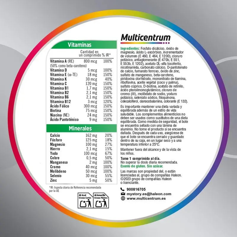 Multicentrum Adults 50+ Suplemento alimentar multivitamínico para adultos com mais de 50 anos, 90 comprimidos