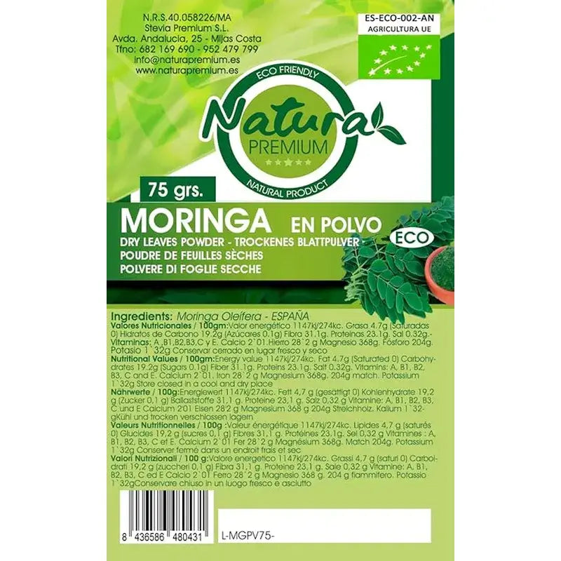 Natura Premium Moringa biológica em pó, 75 g