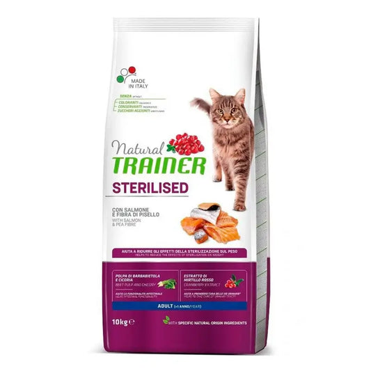 Natural Trainer Feline Adult Esterilizado Salmon 10Kg, pienso para gatos