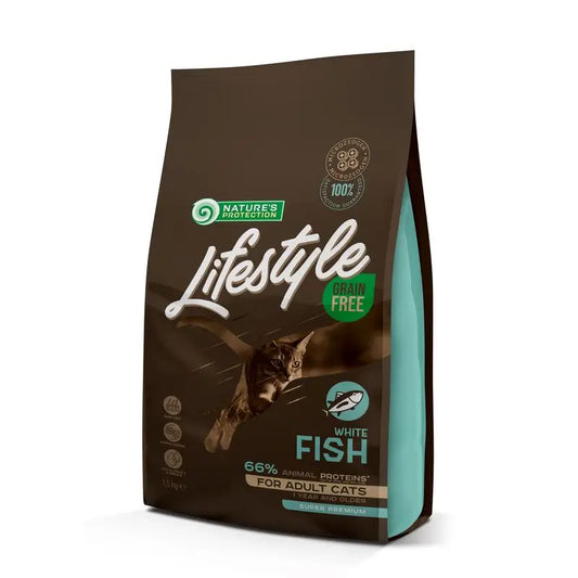 Natures Protection Lifestyle Sem Grãos Para Gatos Peixe Branco 1,5Kg