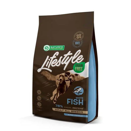 Natures Protection Lifestyle Sem Grãos Para Cães Peixe Branco, 1,5Kg