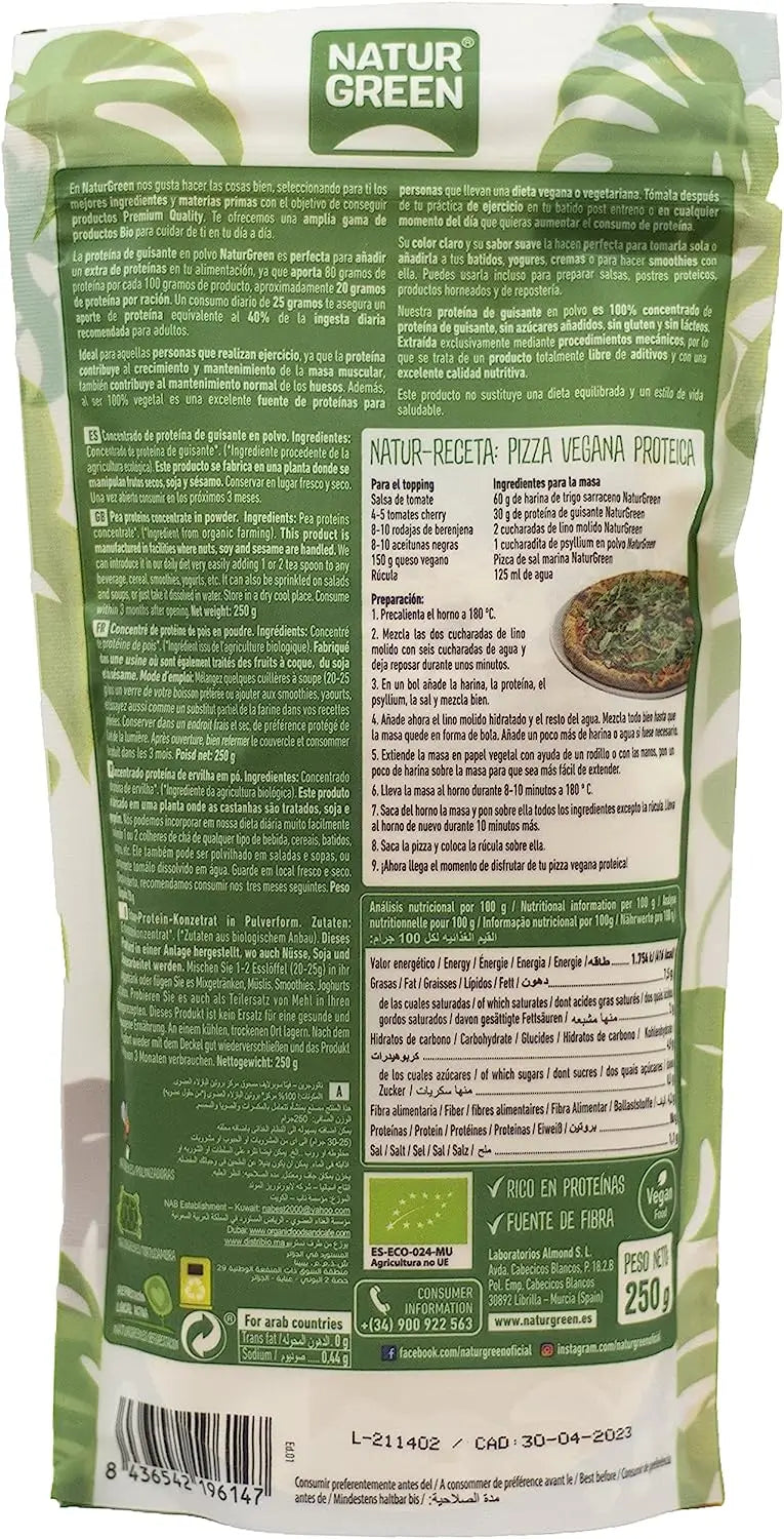 Naturgreen Proteína de ervilha Bio, 250 G