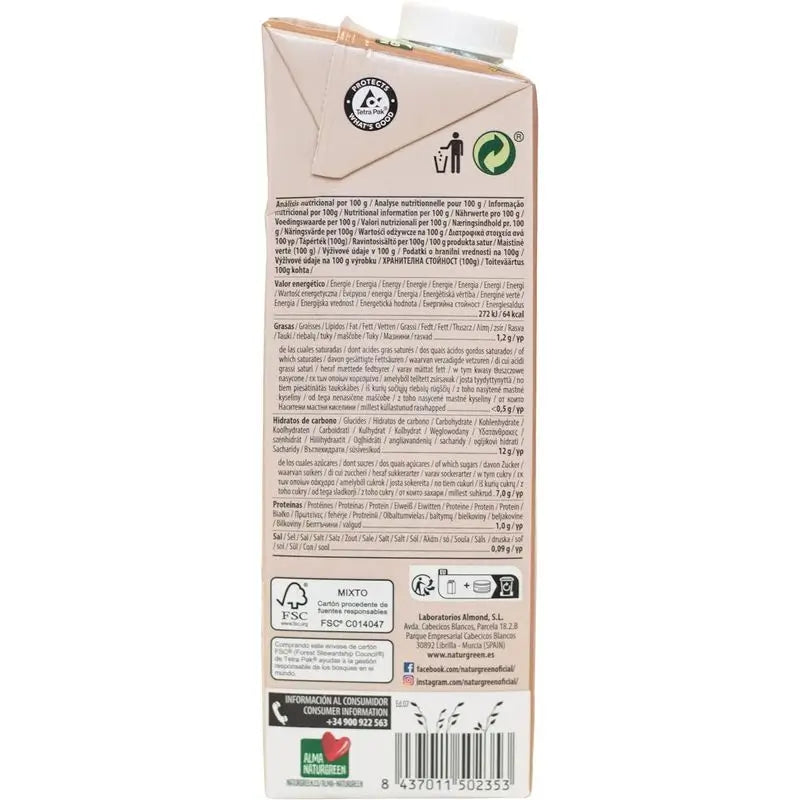 Naturgreen Bebida de Aveia Vegetal com Choco-Cálcio 1Lt 6Uds.