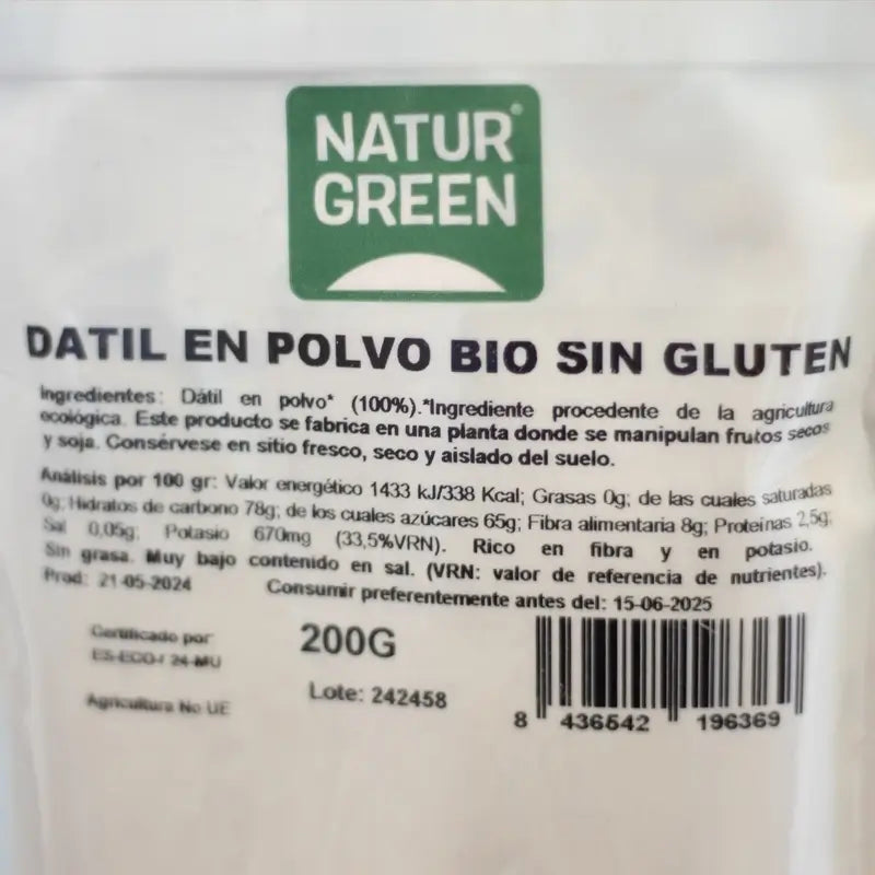 Farinha de Tâmara Biológica Naturgreen, 200 g