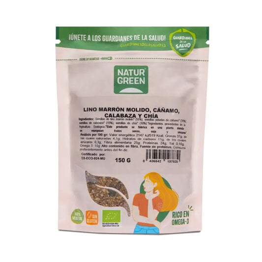 Naturgreen Sementes Biológicas de Linho, Cânhamo, Abóbora e Chia , 150 g