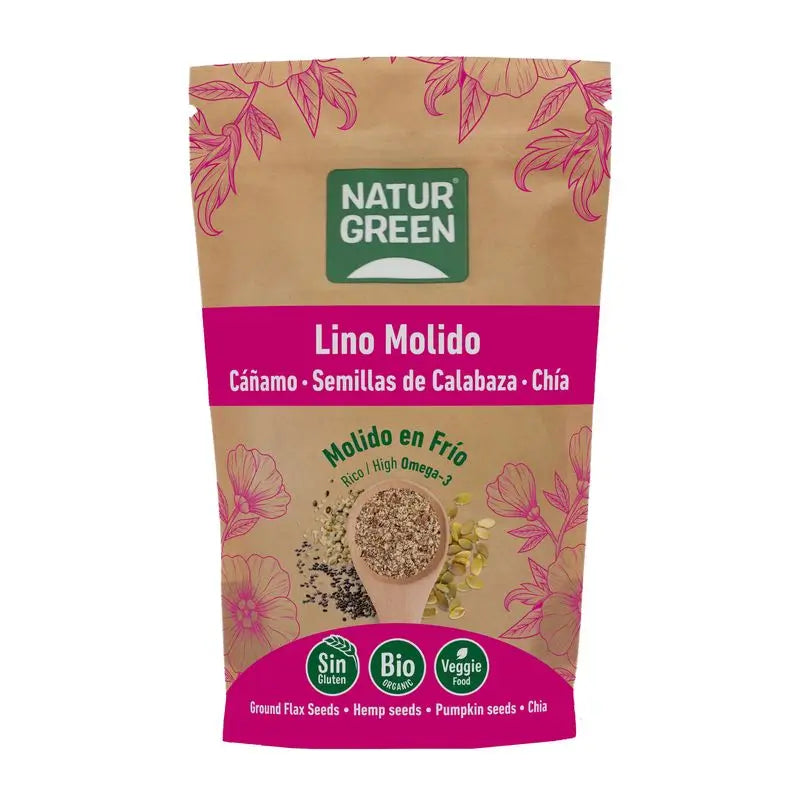 Naturgreen Sementes Biológicas de Linho, Cânhamo, Abóbora e Chia, 225 g