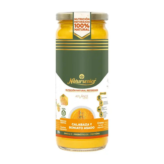 Natursenior Adultos Sopa de Creme de Legumes Abóbora e Batata Doce Assada com Ómega 3 Dha, Prebióticos e Proteína. , 255 gr