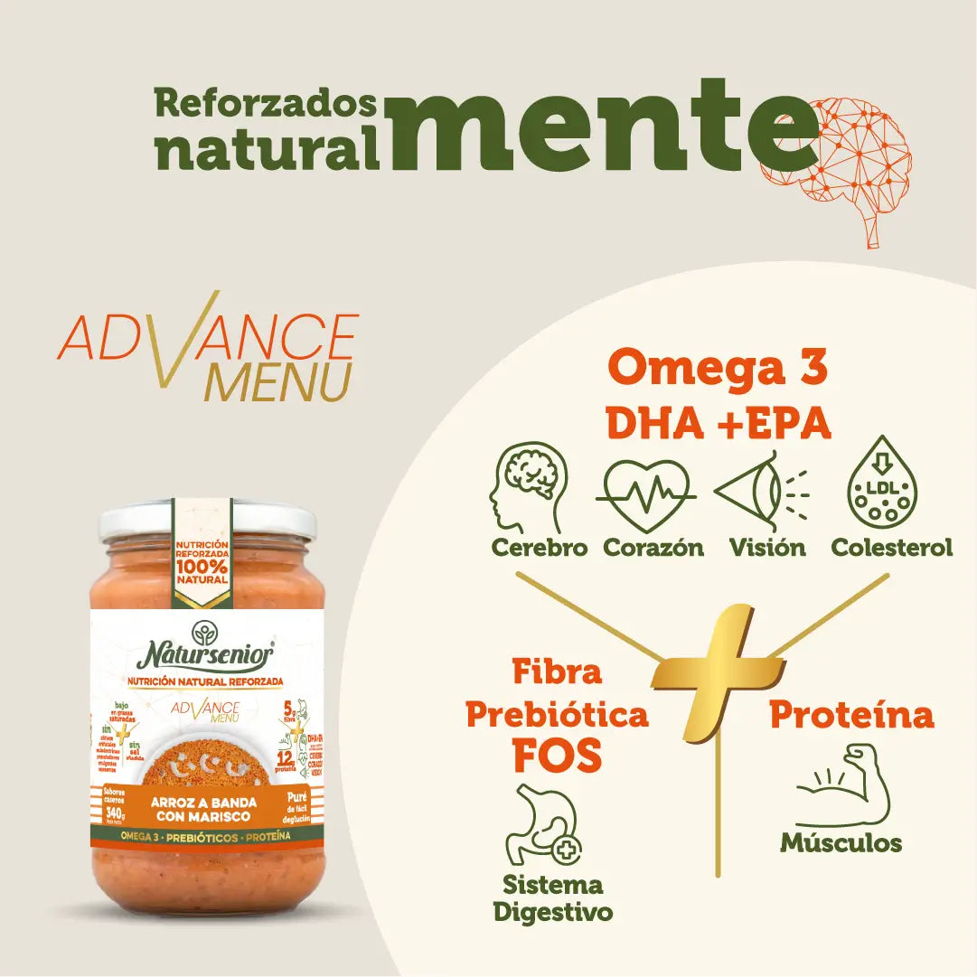 Natursenior Adultos Puré de Arroz com Marisco com Omega 3 Dha+Epa, Prebióticos e Proteína. , 340 gr