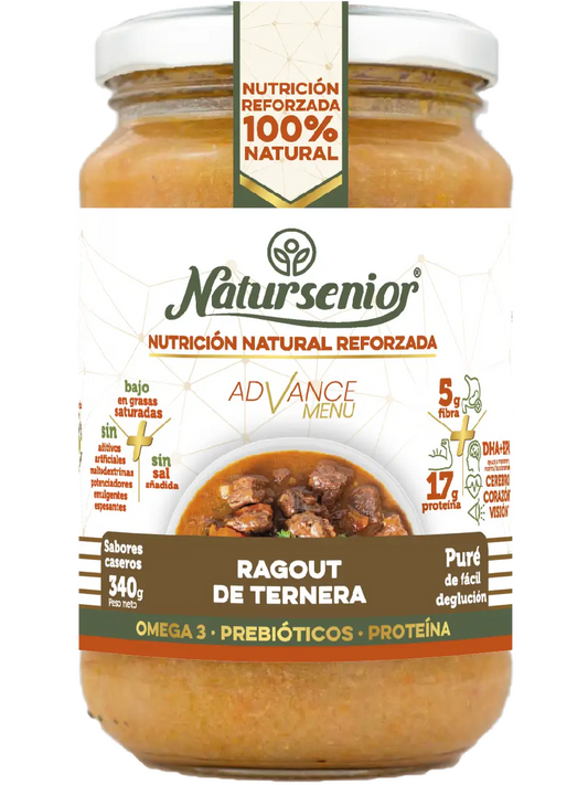 Natursenior Adultos Puré de Carne com Omega 3 Dha+Epa, Prebióticos e Proteína. , 340 gr