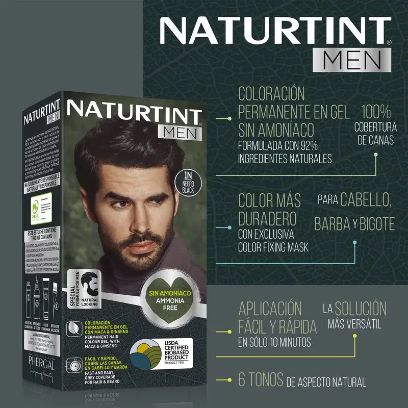 Naturtint Men Tintura Permanente para Cabelo e Barba 3N Sem Amoníaco 3N - Castanho Escuro