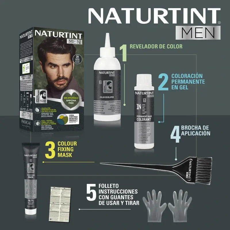 Naturtint Men Coloração Permanente do Cabelo e da Barba para Homem 4N Sem Amoníaco - Castanho Natural