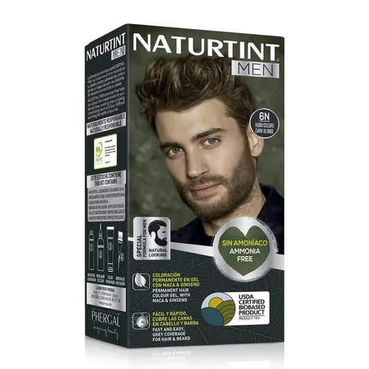 Naturtint Men Coloração permanente do cabelo e da barba para homem, sem amoníaco 6N - Louro escuro