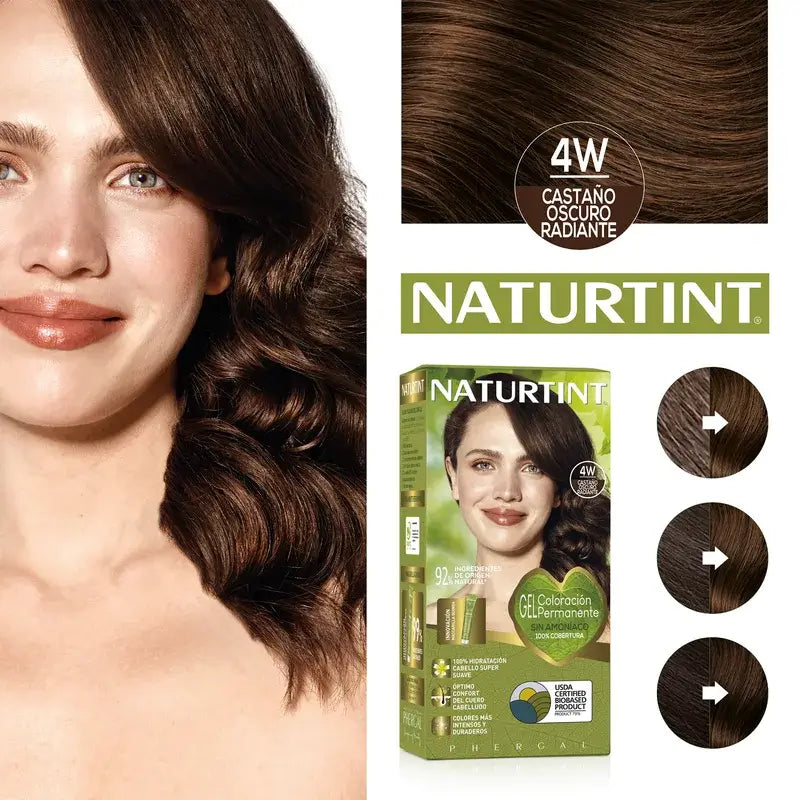 Naturtint Coloração Permanente Coloração Permanente Sem Amoníaco 4W - Castanho Escuro Radiante