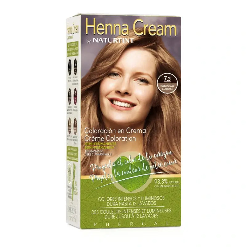 Naturtint Henna Creme Coloração Natural Semi-Permanente Sem Amoníaco 7.3 Louro Dourado