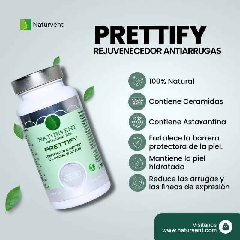 Naturvent Antirrugas Prettify, 60 cápsulas