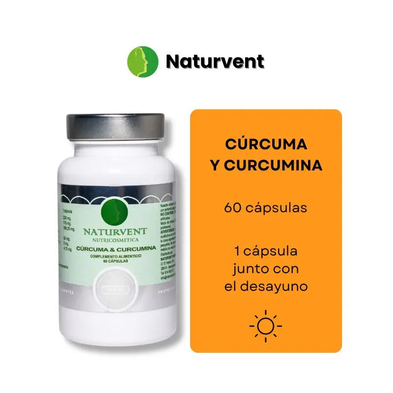 Naturvent Anti-inflammatory Turmeric & Curcumin com 95% de curcumina, 60 cápsulas