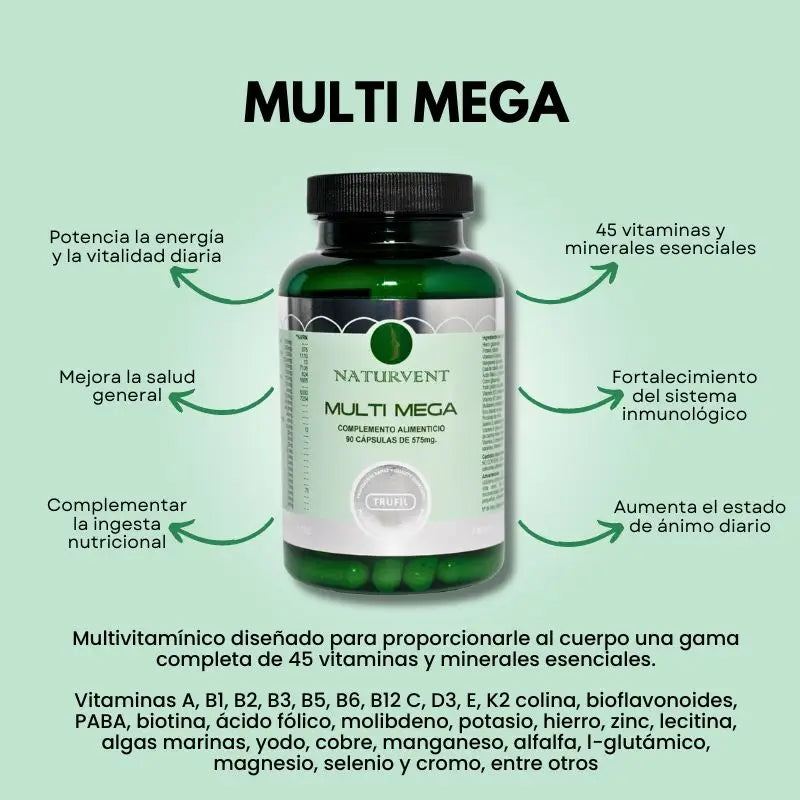 Naturvent Multivitamins Multi Mega Multivitamin, 90 cápsulas