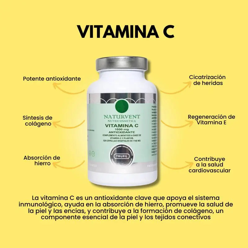 Naturvent Vitamins Vitamina C, 120 cápsulas