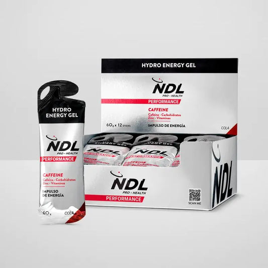 NDL Pro-Health Energy Gel Com Cafeína Sabor a Cola, Embalagem de 12x60 gramas