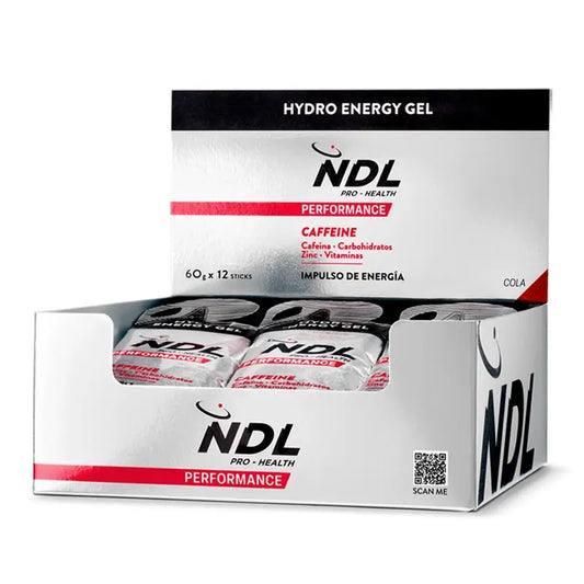 NDL Pro-Health Energy Gel Com Cafeína Sabor a Cola, Embalagem de 12x60 gramas