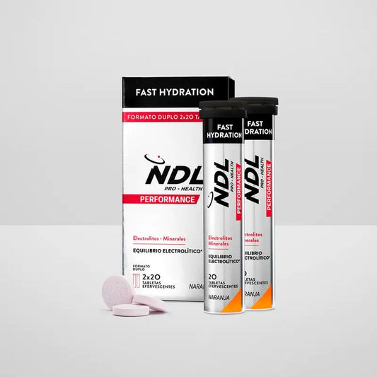 NDL Pro-Health Hidratação Rápida Comprimidos Efervescentes Laranja Pack 2, 40 Comprimidos