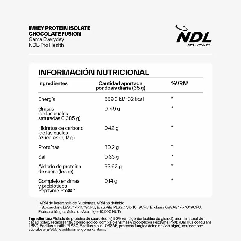 Ndl Pro-Health Whey Protein Isolate - Proteína Isolada, Chocolate Fusion , 500 g