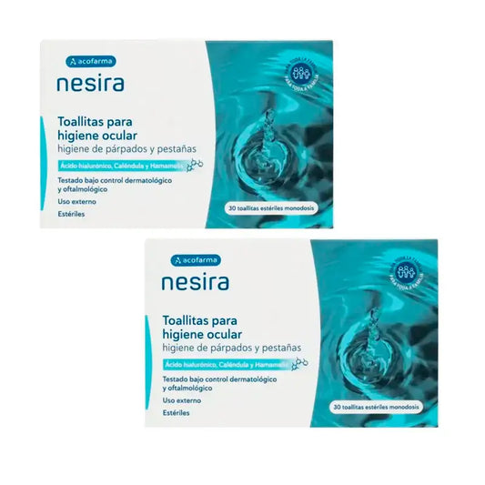 Nesira Pack Toalhetes de Higiene Ocular, 2X 30 Unidades, 60 Unidades